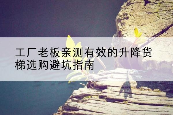 前进升降货梯怎么选-工厂老板亲测有效的升降货梯选购避坑指南